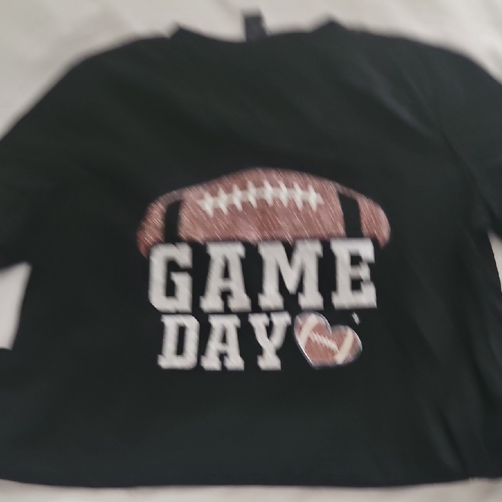SHEIN Black Game Day Tee with Football Graphic